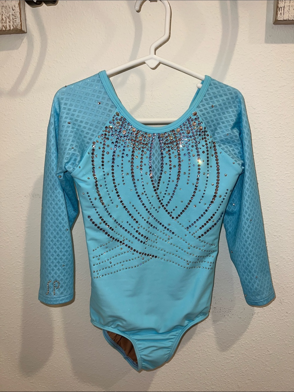 Sylvia P Team wear Custom Competition Leotard Blue Rhinestone Gymnastics